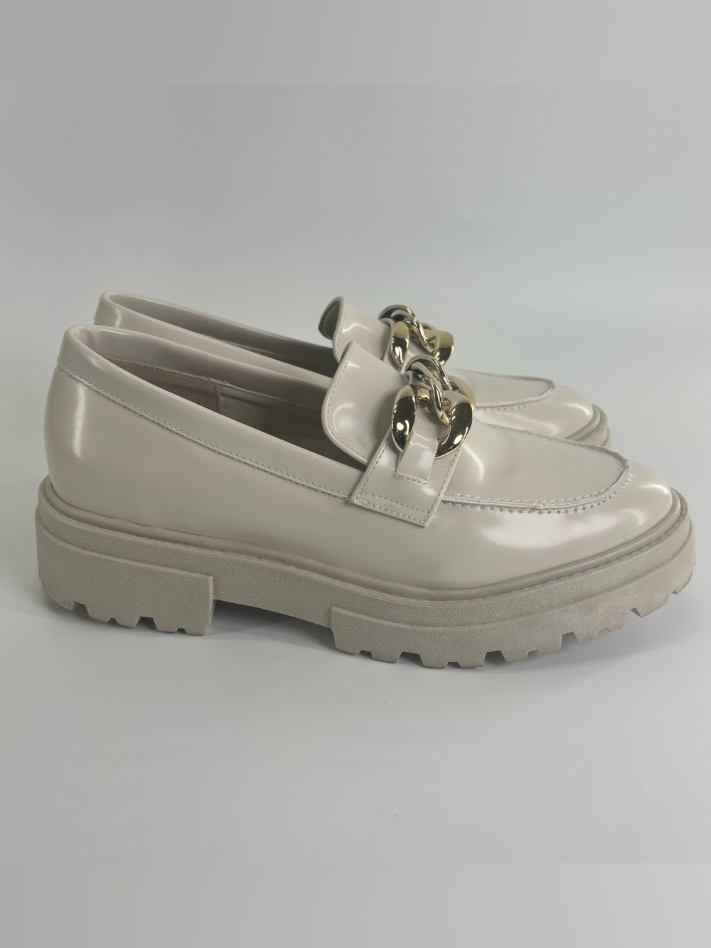 Steve Madden Makira platform loafer 7.5 cream gold